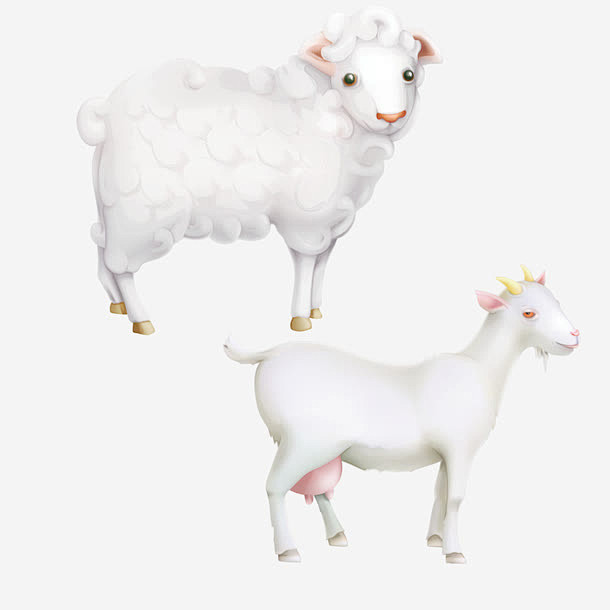 山羊和绵羊高清素材 卡通 山羊 手绘 矢...