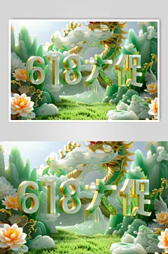 AI数字艺术618年中电商促销立体字艺术字