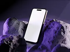 Iphone Mockup 工业风岩石iPhone 15 手机UI壁纸桌面设计展示PSD样机_UIGUI