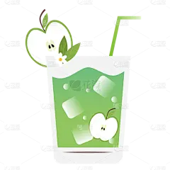 手绘-手绘渐变水果汁贴纸-苹果