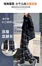 格子阔腿裤女加绒宽松秋冬季垂感高腰百搭2019新款毛呢ins直筒裤