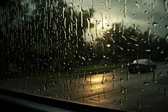 下雨雨天雨水暴雨倾盆大雨摄影图图片