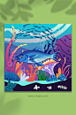 矢量海鲜海洋深海鱼类生物插画-众图网