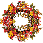 Faux Orange Berry Wreath : Craft a harvest-inspired display in the kitchen or on the front door with this lovely wreath, featuring a faux berry and foliage design atop a natural twig base.