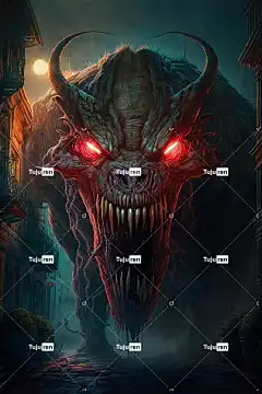 邪恶的 恐怖 恶魔 魔鬼 可怕的 黑暗的 怪物 角 Ai产生的