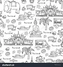 泰国旅游风景建筑图案人物元素背景宣传海报插画设计矢量ai307-淘宝网
