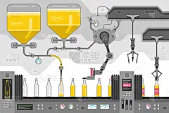 传送带,啤酒瓶,手艺,工业,商务,图像,矢量,抽象,酵母,发酵