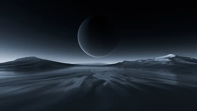 超现实地形山脉科技感外星沙漠3d渲染背景...