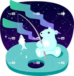 熊 极性 北 渔夫 钓鱼 夜晚 北极 星夜 北极熊