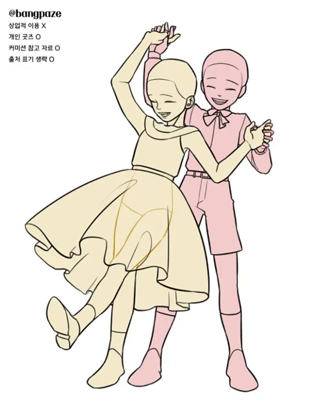 一起来跳舞吧～ 双人人模#参考#绘画#情侣 #双人#模板#cp 版权归作者所有，侵删