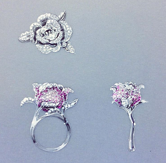 法国珠宝手绘-玫瑰花戒指