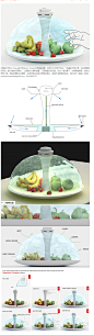 独特保鲜装置 藏身“水帘洞”的新鲜水果 - 中国设计师Yitu Wang设计的Water Shade水果保鲜装置，利用水力作用下形成一个完美的半球水罩，将水果密封在其中。整个装饰分两部分，上部是水力循环装置，下部是盛水和托盘。在这一层水幕下，水果保持新鲜，犹如水帘洞一般。而且你想取出水果时，当手所到之处的水帘即会停止，保证不会弄湿你的手