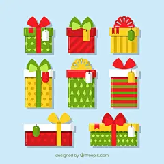 Set of gift boxes in flat design