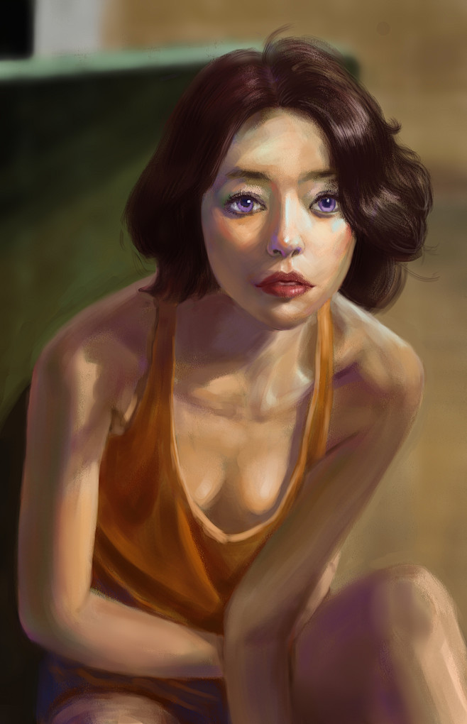 半身，板绘，cg