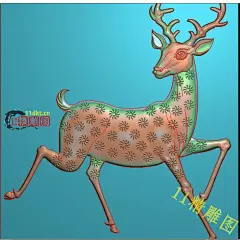 精雕图库ZDL-P011单只梅花鹿拼图素材带线