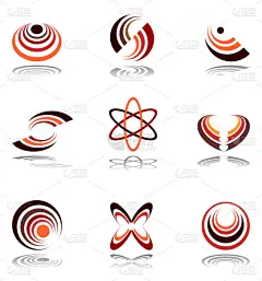 在温暖的颜色的设计元素。设置 8.