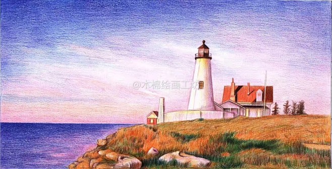 彩铅风景画作者木棉绘画工坊