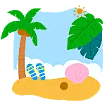 夏天沙滩椰子树扁平动态贴纸