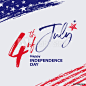 Fourth of July design with hand drawn elements and lettering. 4th of July holiday banner. USA Independence Day background for sale, discount, advertisement, web. 