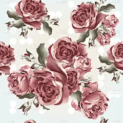 花卉无缝矢量壁纸图案与玫瑰在复古s
