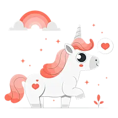 可爱的独角兽插画