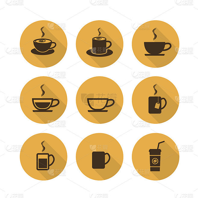 矢量咖啡杯和茶杯图标集