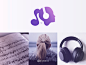 Girl, Music, Headphones, Logo logodesign esweid sweid music note notes purple gradient purple logo musician headphones music girl