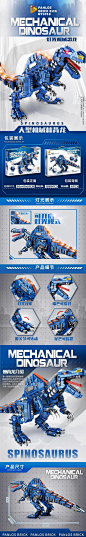 灯光机械恐龙：大型机械棘背龙（Mechanical Dinosaur：Spinosaurus）（潘洛斯PANLOSBRICK 611013） : 灯光机械恐龙：大型机械棘背龙（Mechanical Dinosaur：Spinosaurus）属于主题系列系列积木套组，整个套组包含 1889 个积木颗粒。首发于2022年。