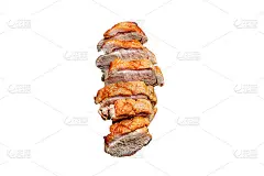 鸭胸脯肉油炸家禽烧烤烧烤部分在桌子上健康餐小吃俯视图复制空间为文字食物背景乡村形象生酮或旧时饮食
