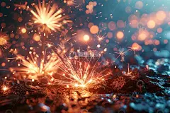 发光效果新年烟花插画元素高清模板免费下载-趣麦麦图