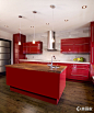 厨房棕色红色厨房吊顶岛台空间利用精致实用DIY大气时尚橱柜