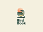 Bird Book tree plant retro abstract gradient sun book bird illustration design flat icon mark clever branding minimal logo