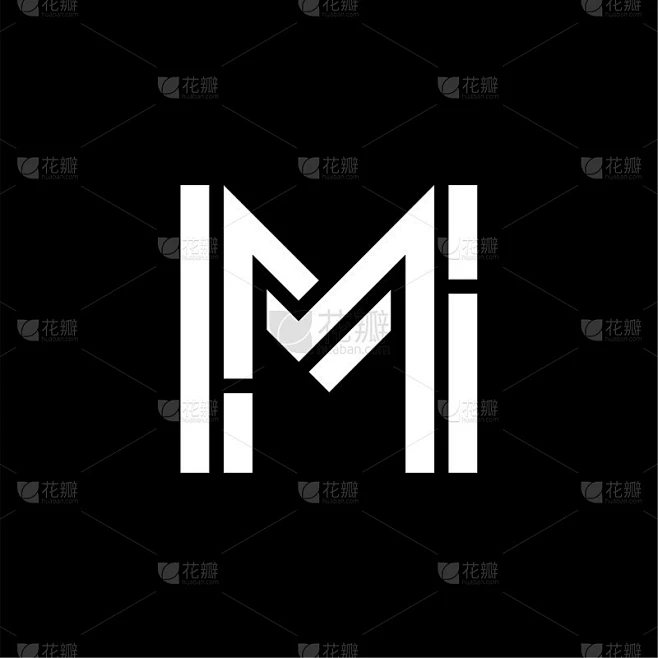 向量双线切割标志字母M素材-花瓣网