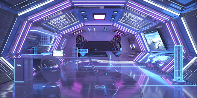 C4D Octane 未来太空科幻机械飞...