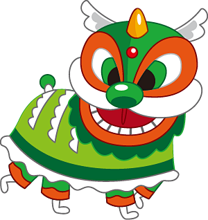 舞狮东方传统复古新年节日氛围元素png免抠图