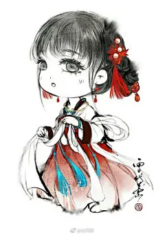 动漫人物手绘：娇俏可爱的Q版古风人物插画