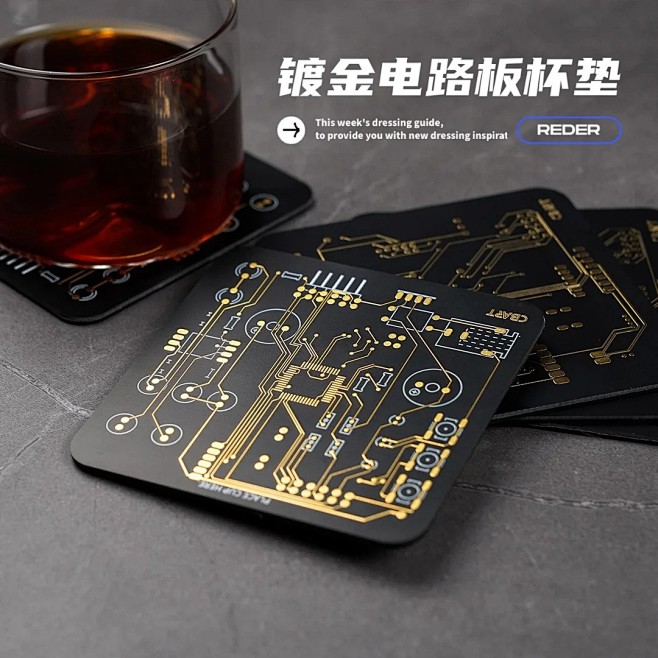 镀金电路板杯垫_1_李非凡™_来自小红书...