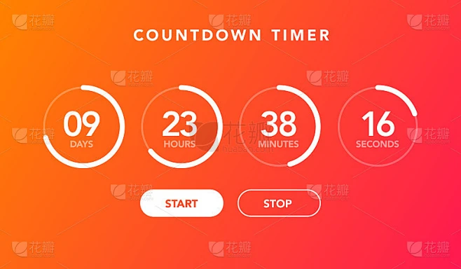 矢量插图平面数字时钟计时器倒计时网站的背景
