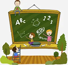 条纹黑板高清素材 伙伴 卡通 地板 手绘 条纹 树木 艺术字 讲桌 黑板 免抠png 设计图片 免费下载