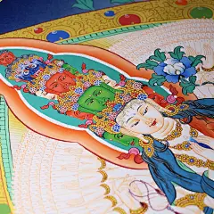 西藏手绘唐卡批发佛堂挂画供奉四壁观音菩萨画像黄财shen装饰画
