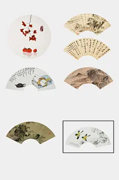 精美鸟中国风扇面图案免抠素材-众图网