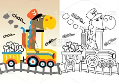 恐龙,图画书页,卡通,微缩火车,儿童,可爱的,性格,图像,教育,运输