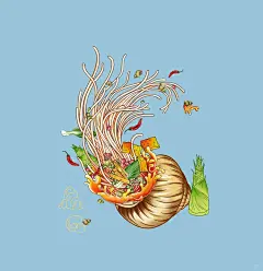 几幅美食插画l螺蛳粉 粉丝 - 小红书