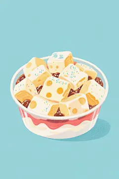 古法工艺炒酸奶甜品插画绘画