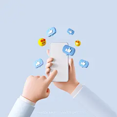 23款3D立体卡通SNS社交网络点赞手势表情包插图插画ps分层素材下载_颜格视觉