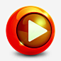 橙色圆形立体影音播放器图标 页面网页 平面电商 创意素材