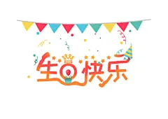 橙红色渐变风生日宴生日快乐主题创意艺术字