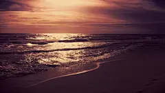 高清晰夕阳下的沙滩壁纸图片