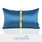 软装现代新中式抱枕样板房靠包蓝色金色流苏样板间装饰靠垫腰枕-淘宝网