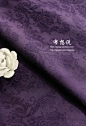 【布想说】汉服古装旗袍手工面料 双面提花布料 紫色凤枝卷草纹-淘宝网